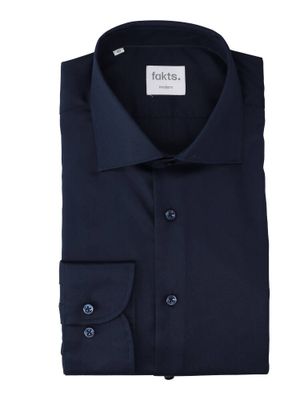 Donkerblauw katoenen hemd (regular fit) met lange mouwen Fakts