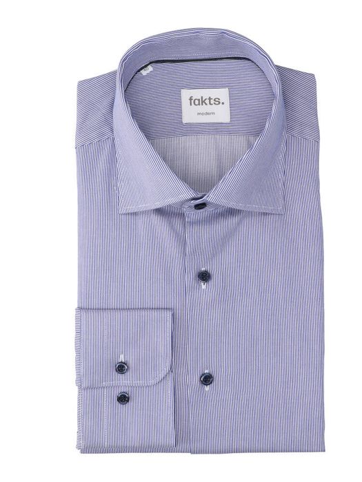 Wit katoenen hemd (regular fit) met strepen en lange mouwen Fakts