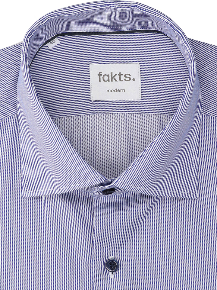 Wit katoenen hemd (regular fit) met strepen en lange mouwen Fakts 