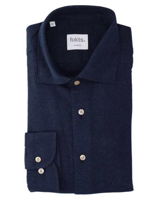 Donkerblauw katoenen hemd (regular fit) met lange mouwen Leisure Fakts
