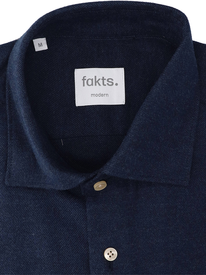 Donkerblauw katoenen hemd (regular fit) met lange mouwen Leisure Fakts