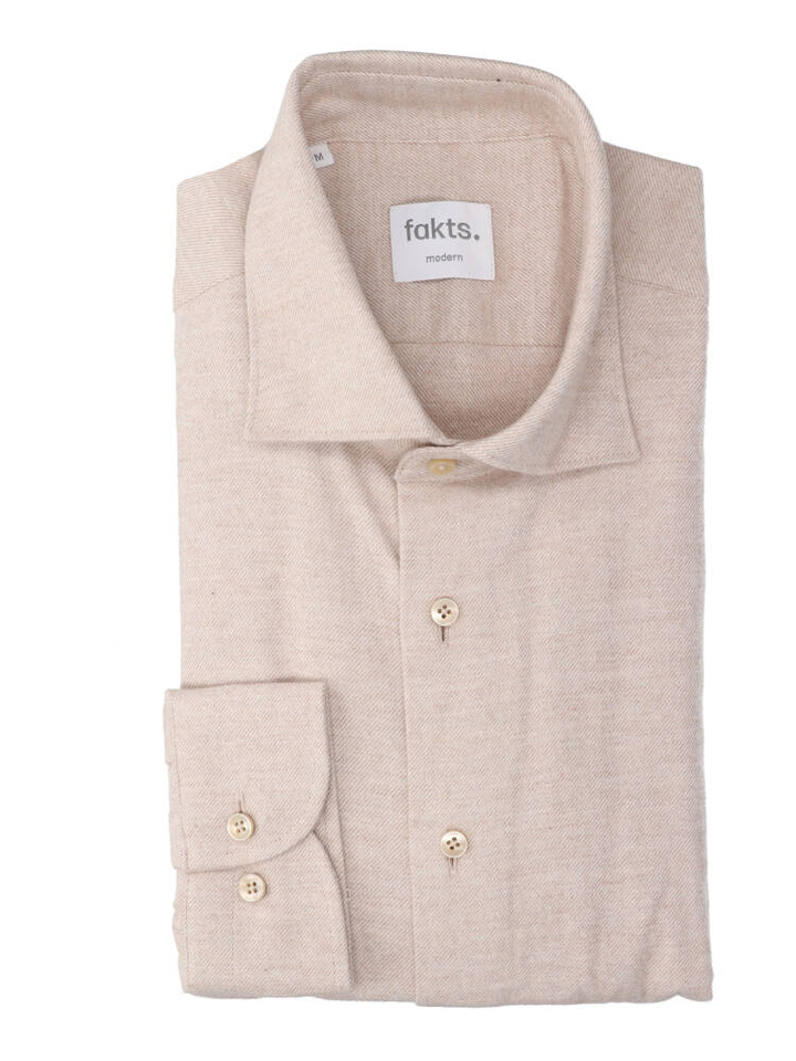 Beige katoenen hemd (regular fit) met lange mouwen Leisure Fakts