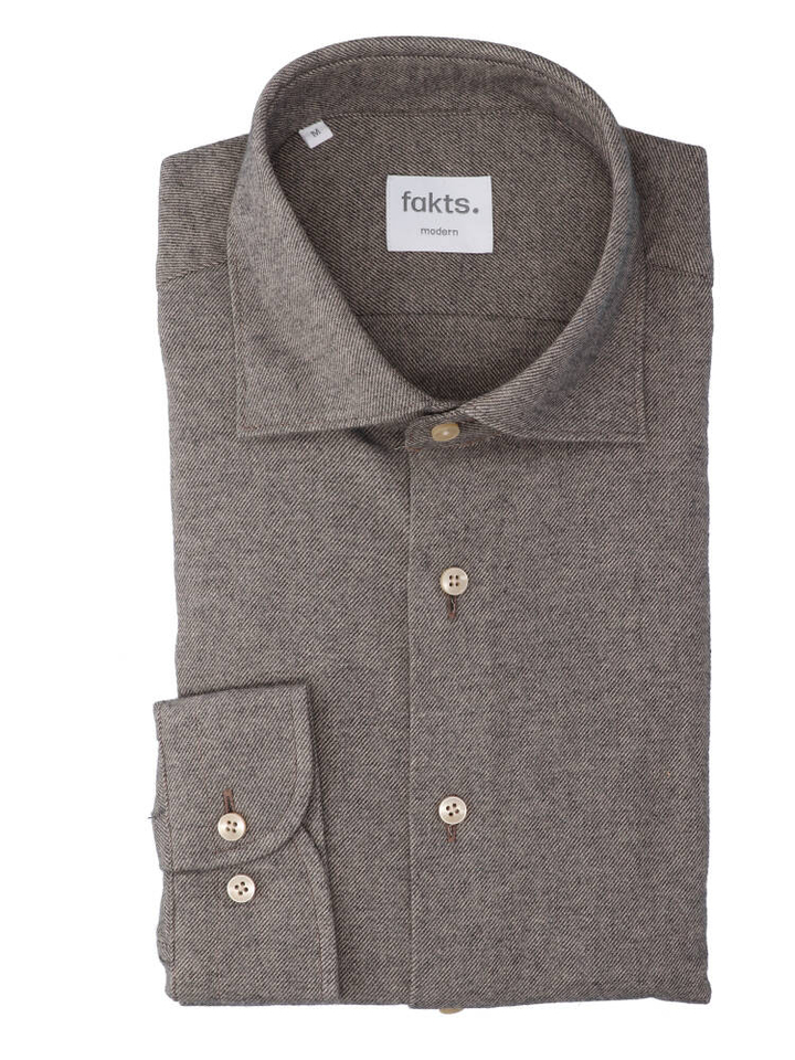 Bruinkleurig katoenen hemd (regular fit) met lange mouwen Leisure Fakts