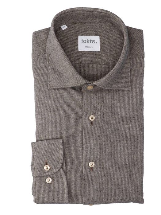 Bruinkleurig katoenen hemd (regular fit) met lange mouwen Leisure Fakts