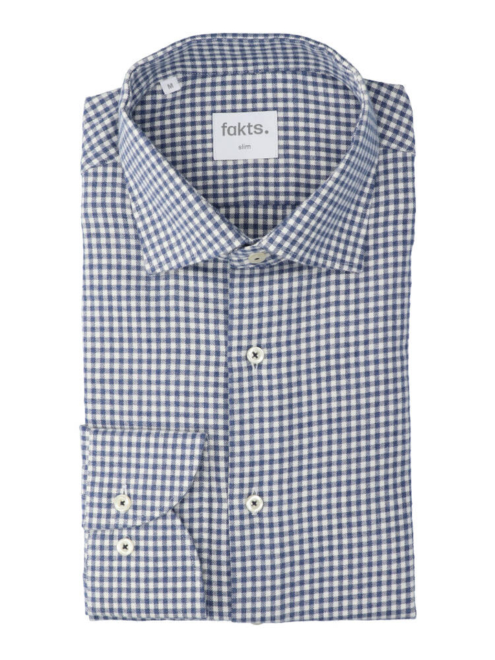 Wit flanel hemd (slim fit)  met ruiten en lange mouwen Fakts