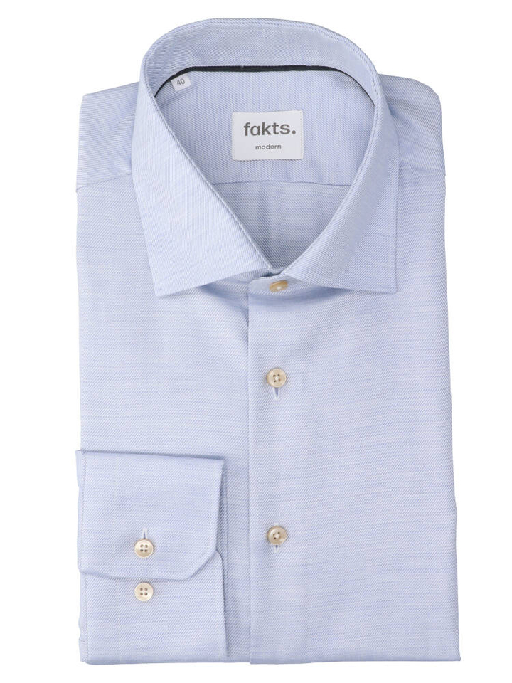 Lichtblauw katoenen hemd (modern fit) met extra lange mouwen Fakts