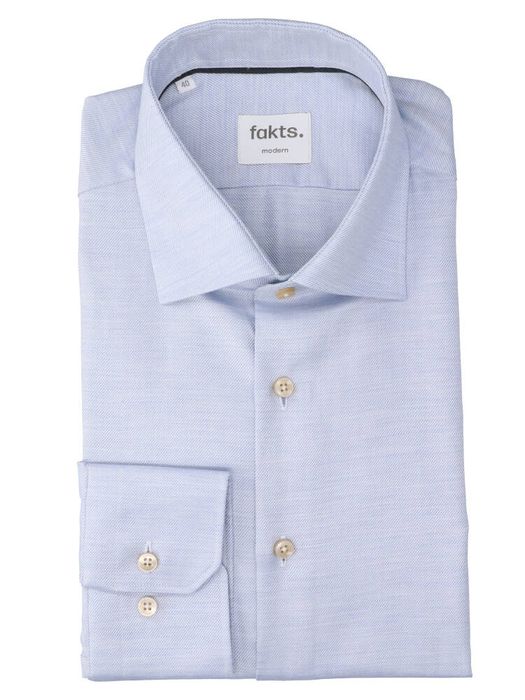 Lichtblauw katoenen hemd (modern fit) met extra lange mouwen Fakts