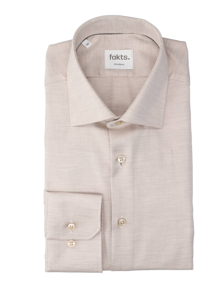 Beige katoenen hemd (regular fit) met lange mouwen Fakts