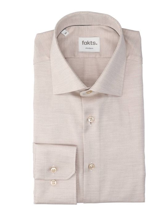 Beige katoenen hemd (regular fit) met lange mouwen Fakts