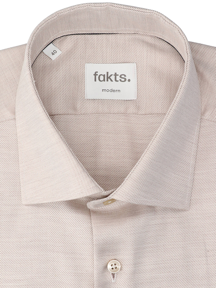 Beige katoenen hemd (regular fit) met lange mouwen Fakts