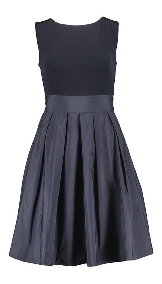 Donkerblauwe feestjurk met plooirok Swing 