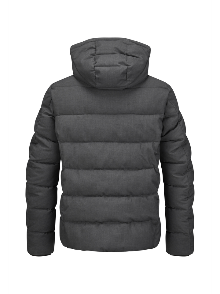Antraciet kleurige puffer jacket met rits en kap Mauro Milestone