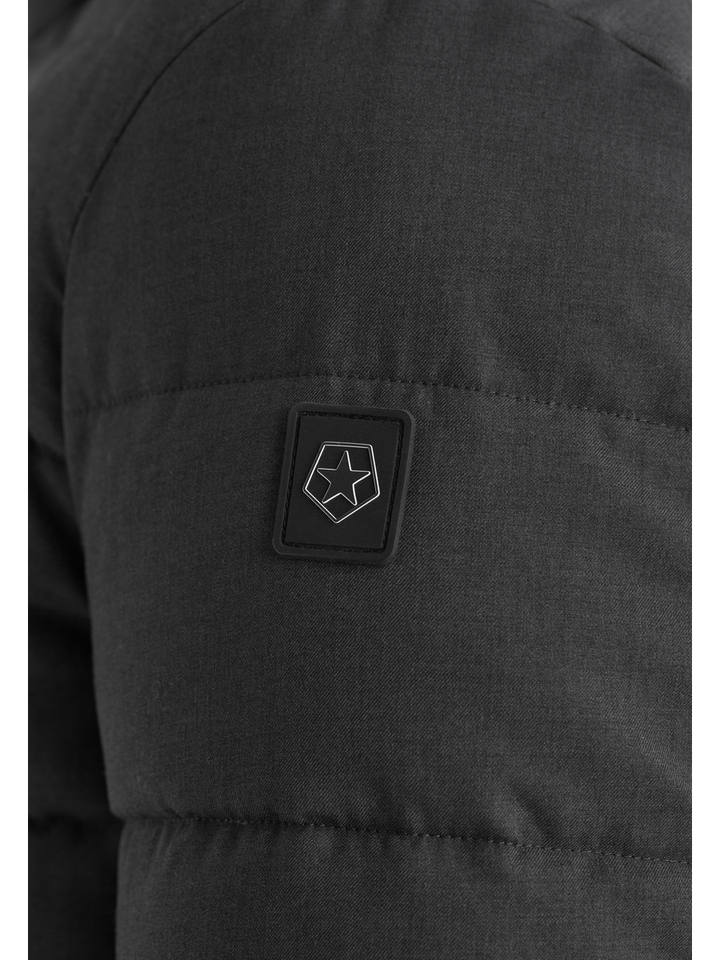 Antraciet kleurige puffer jacket met rits en kap Mauro Milestone