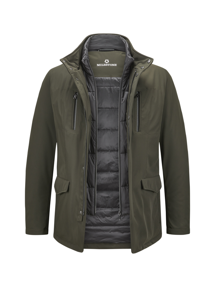 Olijf kleurige halflange water en winddichte jas  Preston Milestone
