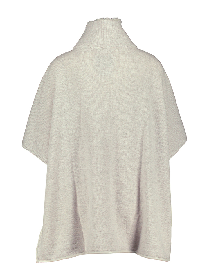 Grijze wollen en cashmere poncho met lederen detail Pavia Max&Moi