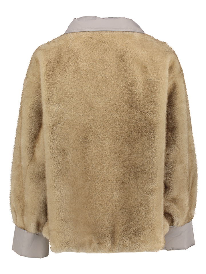 Beige jas in faux fur Vanessa Max&Moi