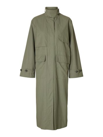 Kaki groene lange trenchcoat Selected 