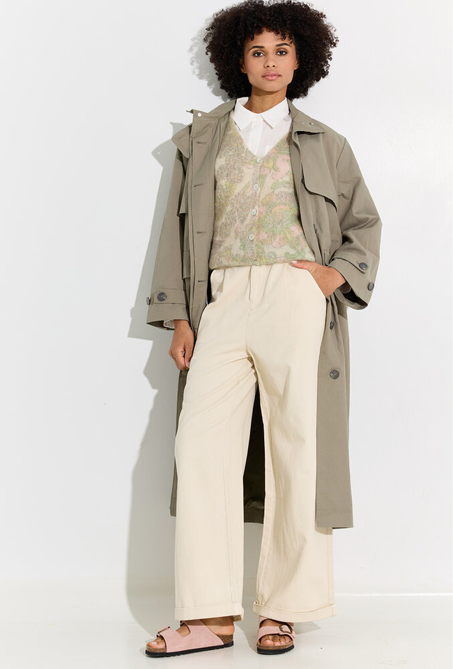 Kaki groene lange trenchcoat Selected