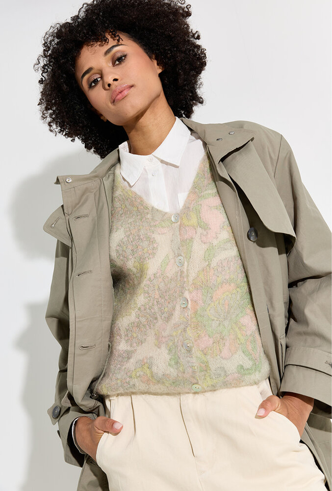 Kaki groene lange trenchcoat Selected