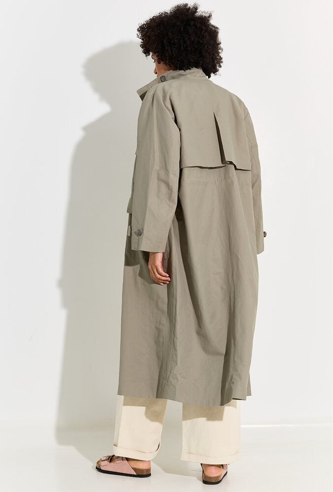 Kaki groene lange trenchcoat Selected