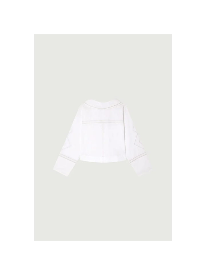 Witte katoenen bloes met kraag Guillemette