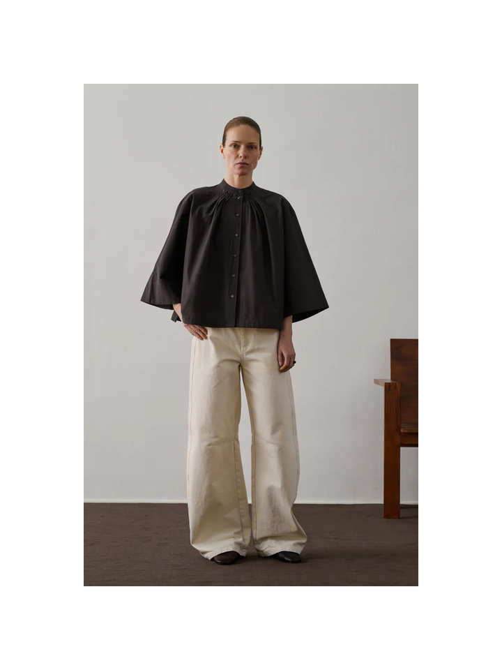 Bruine oversized bloes met wijde mouwen Bucarest Soeur