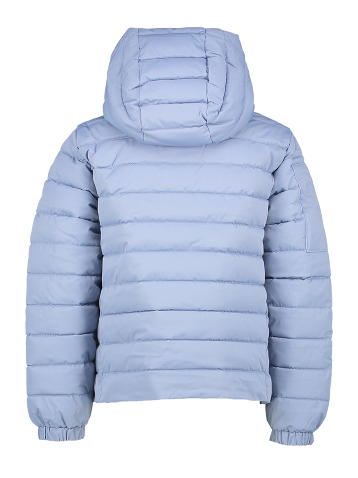 Lichtblauwe puffer jas met rits en kap Hackett