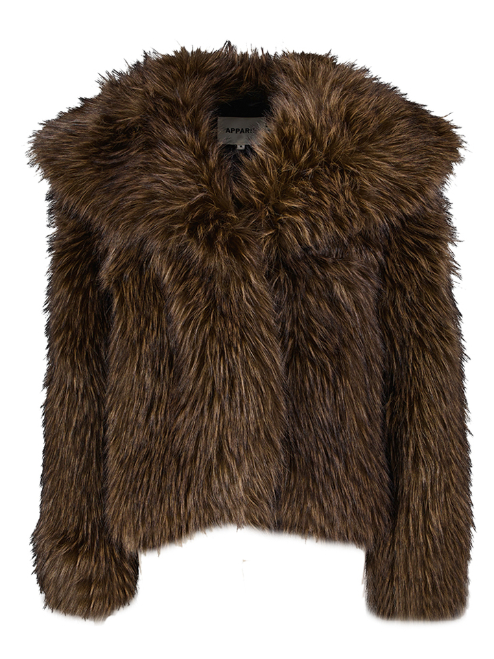 Donkerbruine fluffy jas Yara Apparis