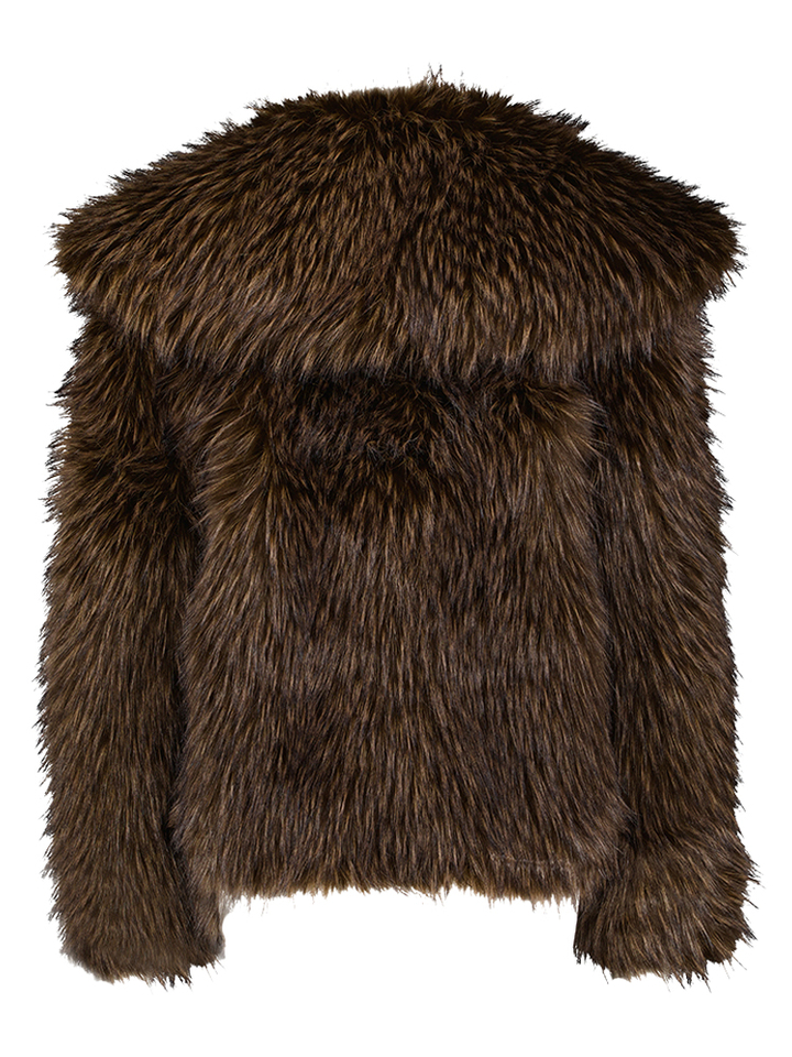 Donkerbruine fluffy jas Yara Apparis