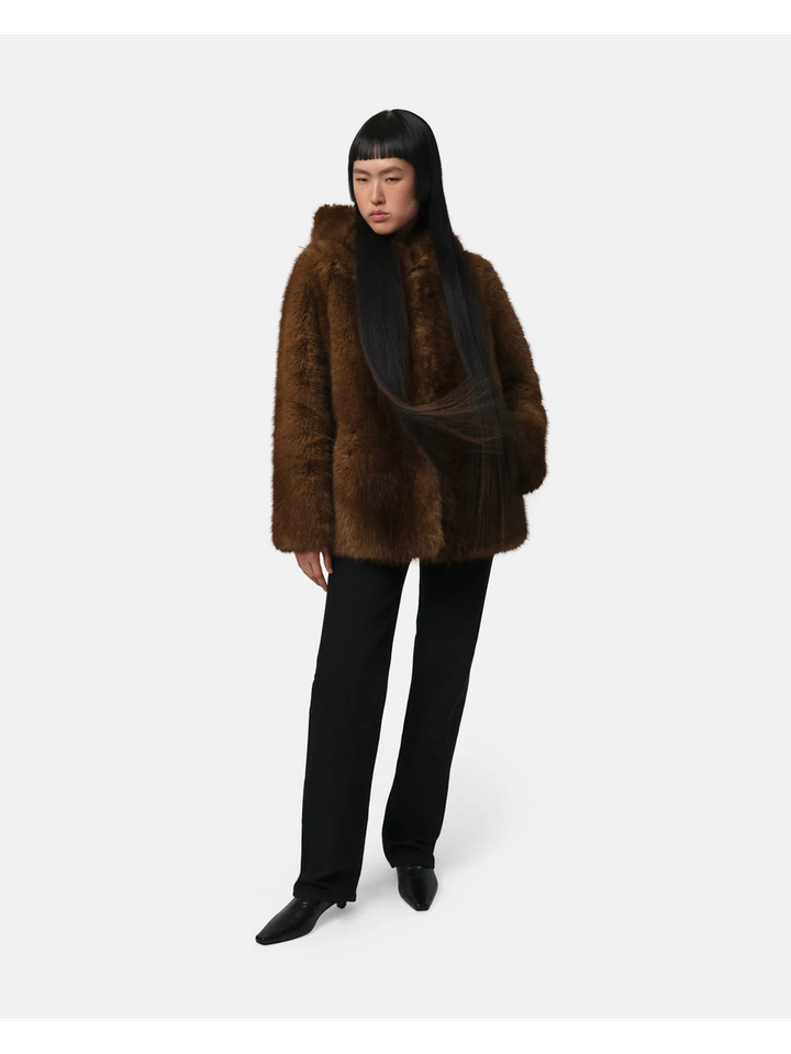 Mink korte mantel met kap Katin Apparis 