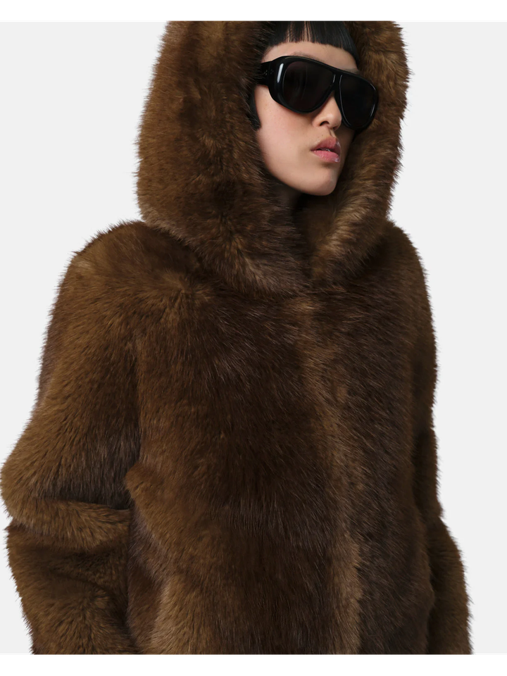 Mink korte mantel met kap Katin Apparis 