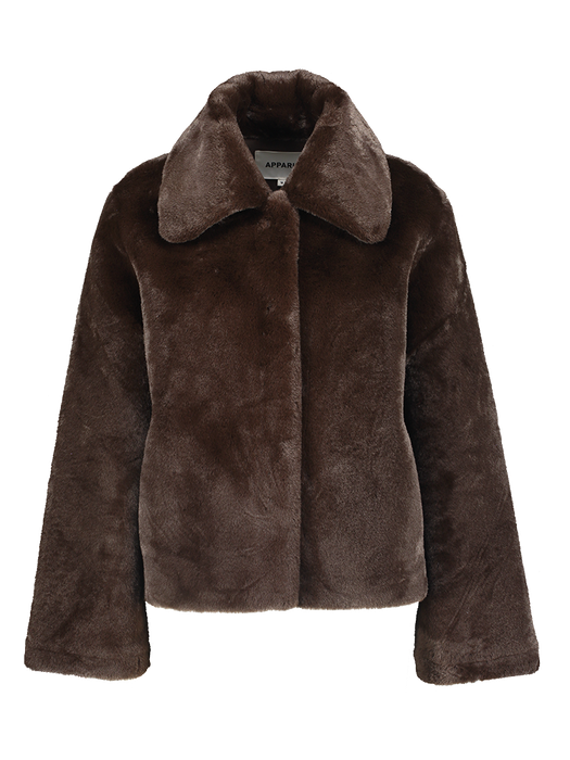 Donkerbruine faux fur korte jas Elis Apparis