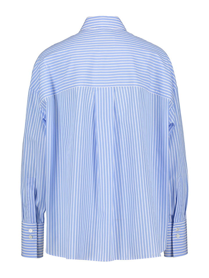 Wit met blauw gestreepte bloes met bijhorende das Marianne Academia 