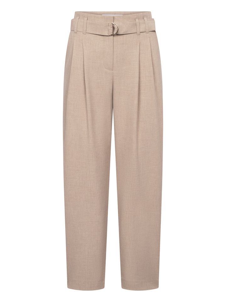 Beige geklede broek met hoge taille Nicole Raffaello Rosse
