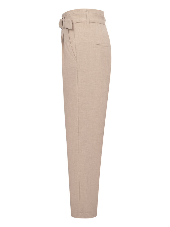 Beige geklede broek met hoge taille Nicole Raffaello Rosse