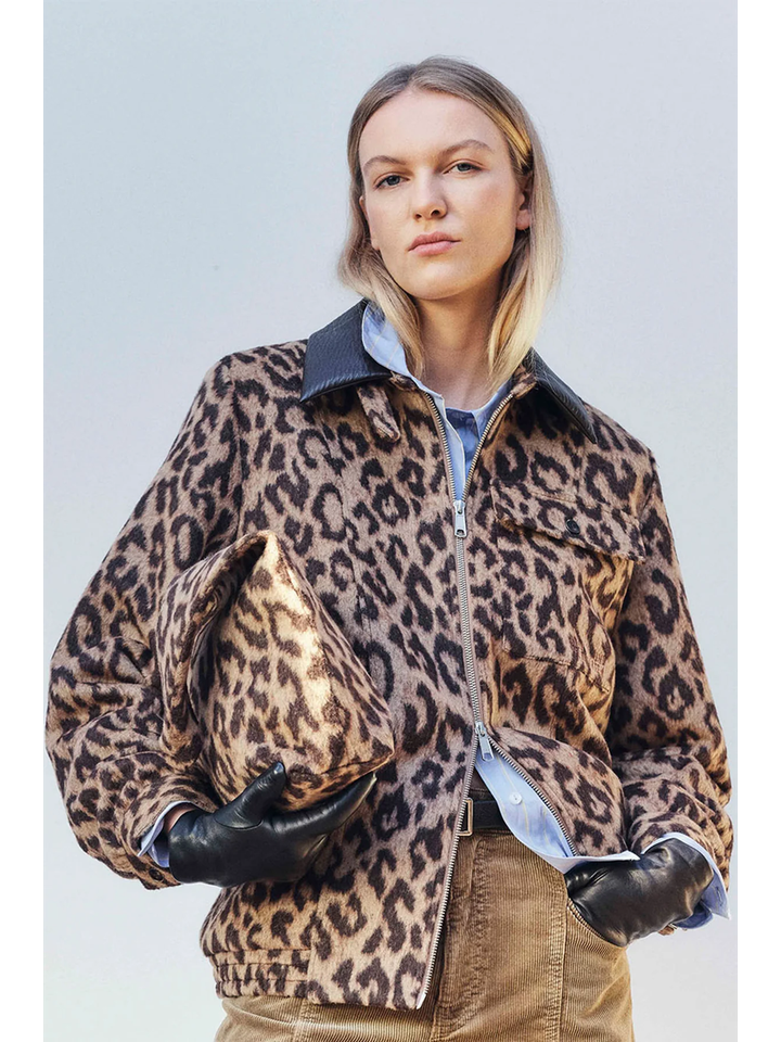 Wollen bomberjacket in dierenprint Beline Baum und Pferdgarten