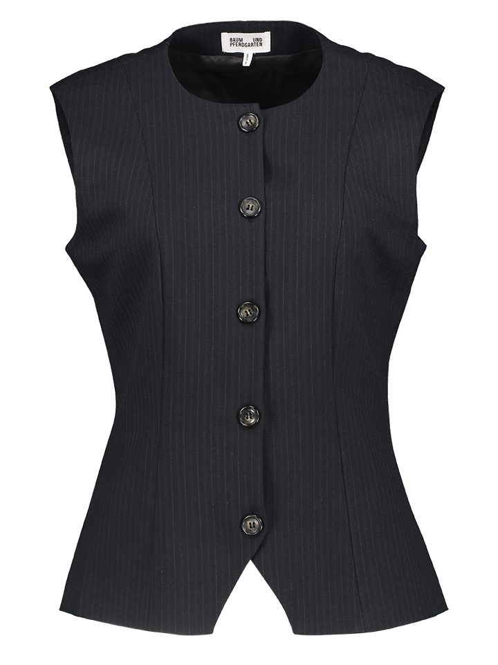 Donkerblauwe kostuumgilet met strepen Menea Baum Und Pferdgarten 
