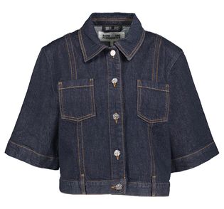 Baum und Pferdgarten Donkerblauw jeansjasje met zilverkleurige detailknopen