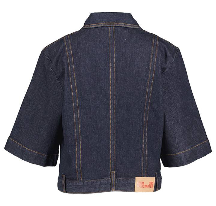 Donkerblauw jeansjasje met zilverkleurige detailknopen Baum und Pferdgarten