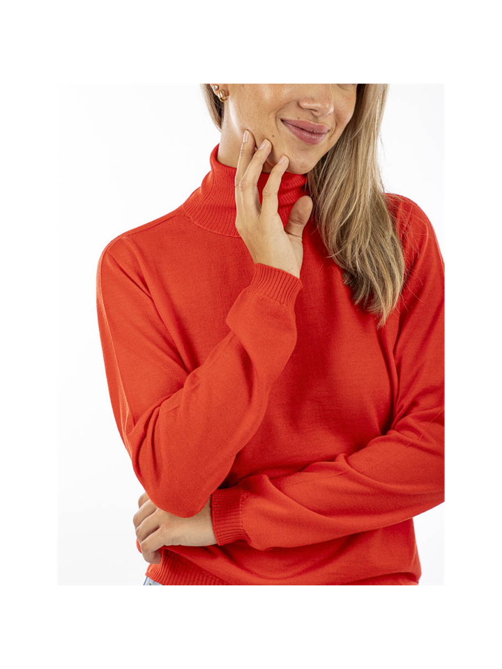 Rode pull met rolkraag in merino wol Pepe Due Amanti