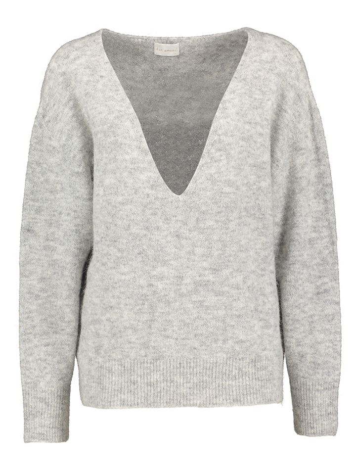Grey melange trui met diepe v-hals Domy Due Amanti 