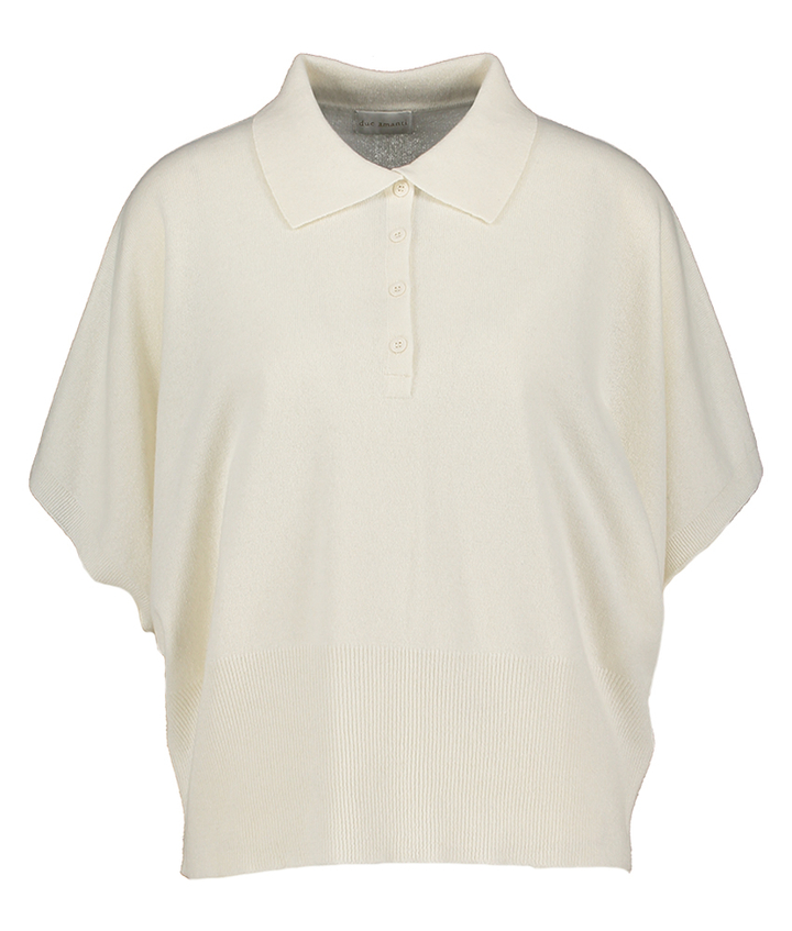 Ecru wollen pull met kraag en driekwart mouwen Max Due Amanti