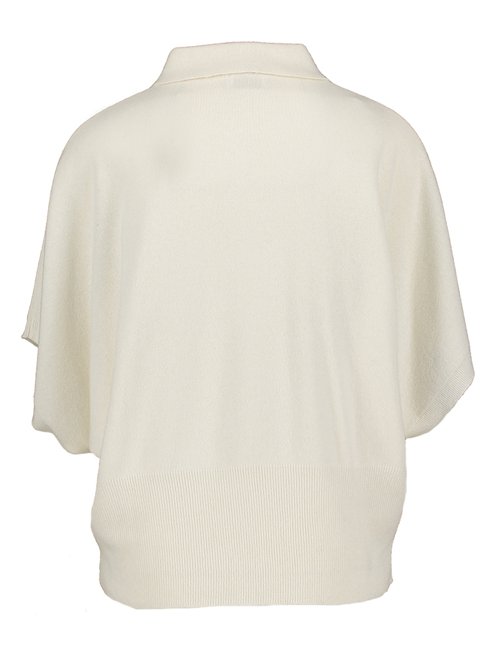 Ecru wollen pull met kraag en driekwart mouwen Max Due Amanti