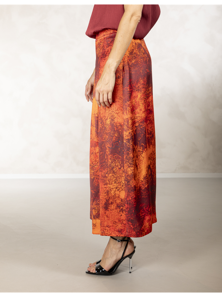 Roodoranje halflange rok in print Tessa Due Amanti