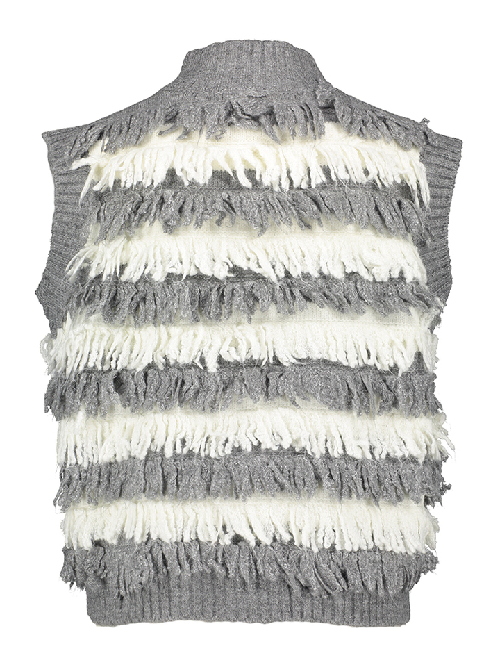 Grijze gestreepte cardigan met franjes Lions Due Amanti 