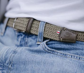Kaki geweven riem Brighton La Boucle