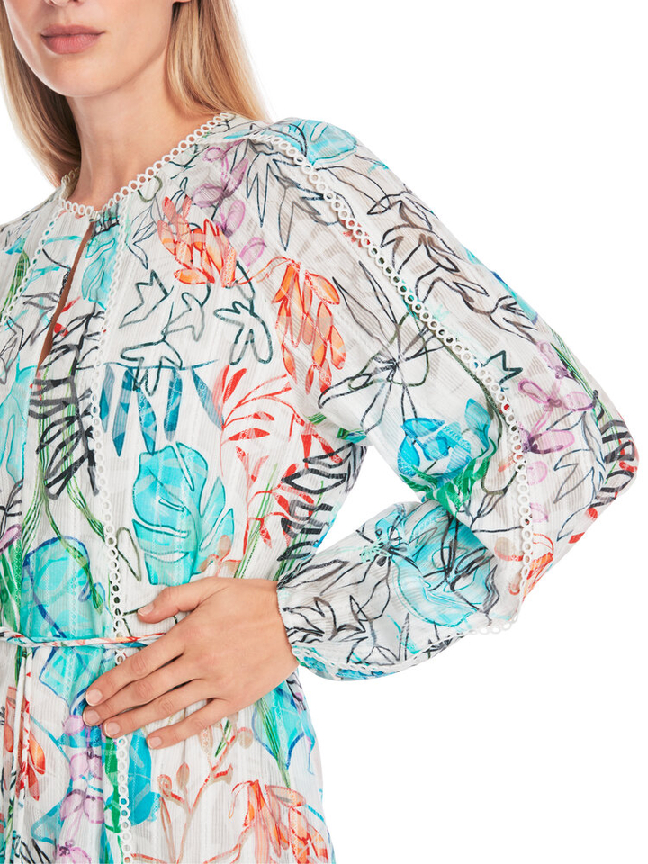 Witte jurk met multicolor print Marc Cain collections