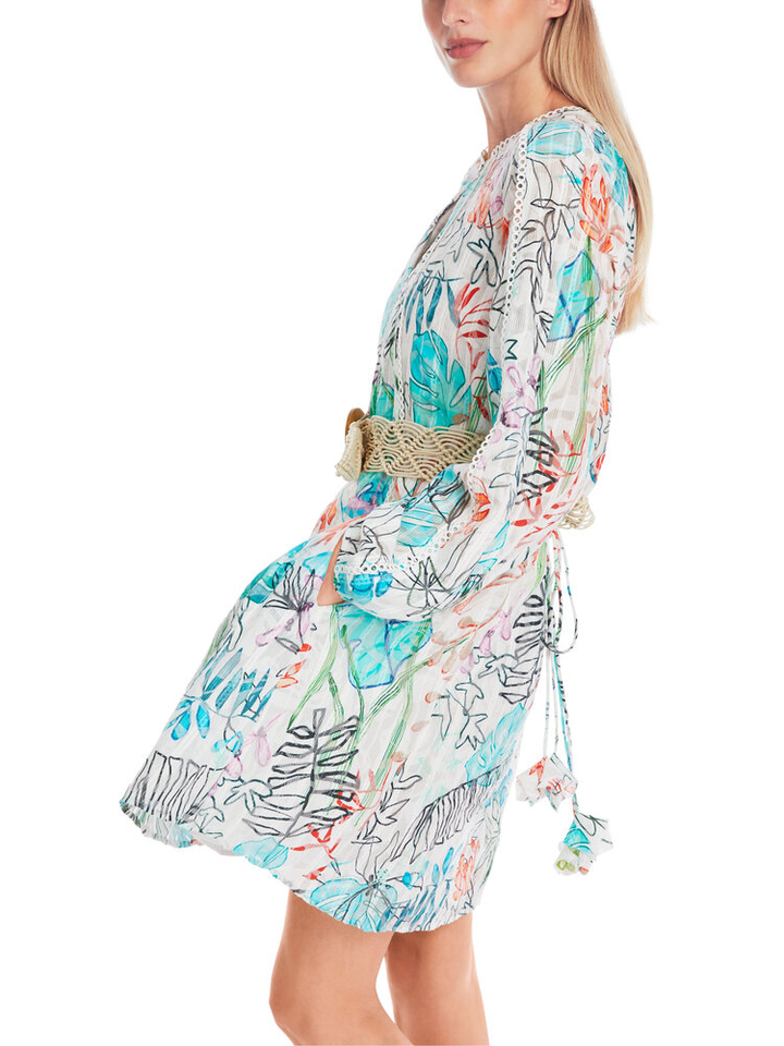 Witte jurk met multicolor print Marc Cain collections