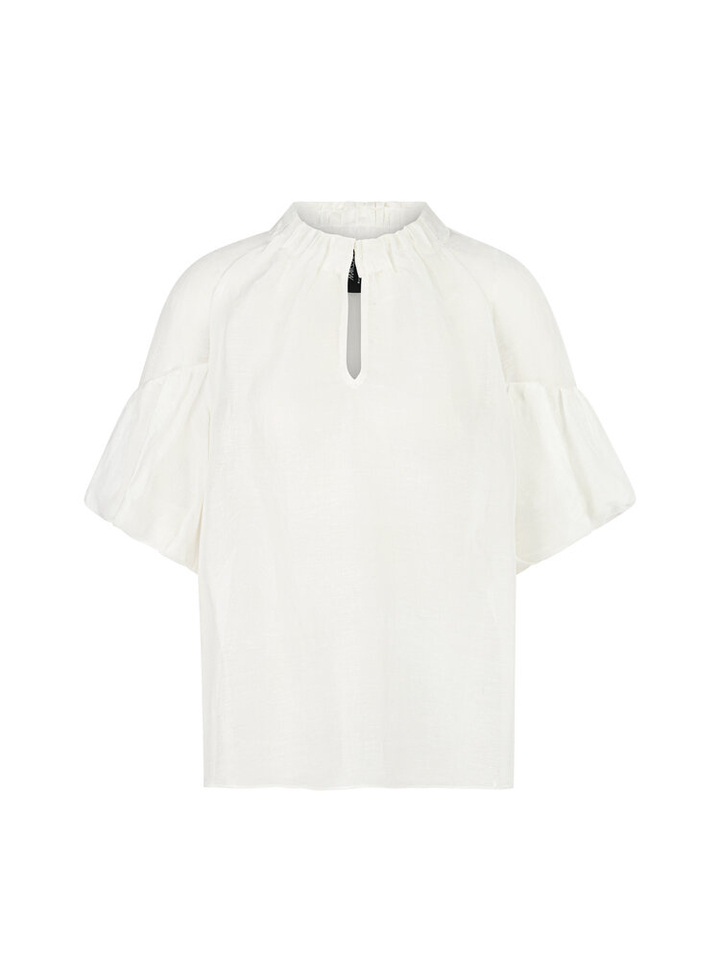 Ecru linnen blouse met korte mouwen Marc Cain collections