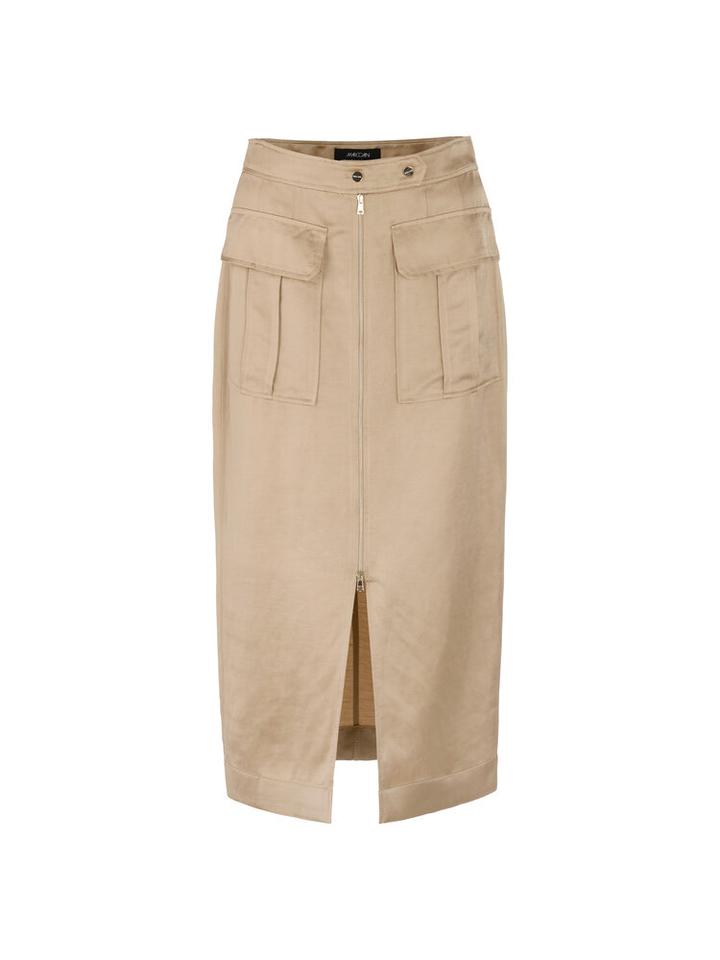 Goudkleurige rok met rits en korte split Marc Cain collections